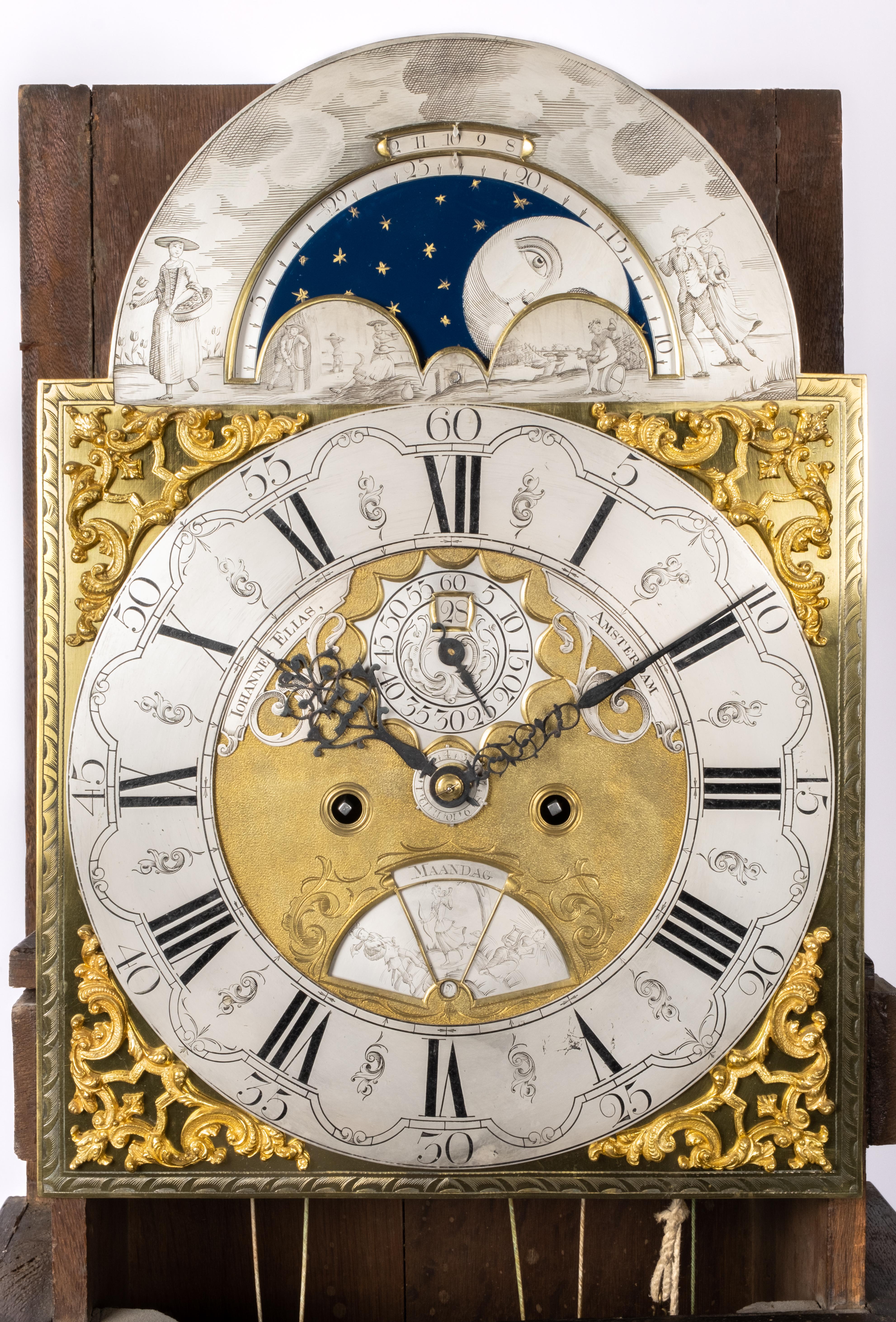 A Dutch burr-walnut longcase clock - Image 3 of 4