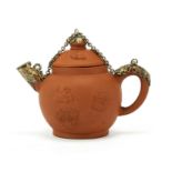 A miniature Delft red-brown yixing-style teapot