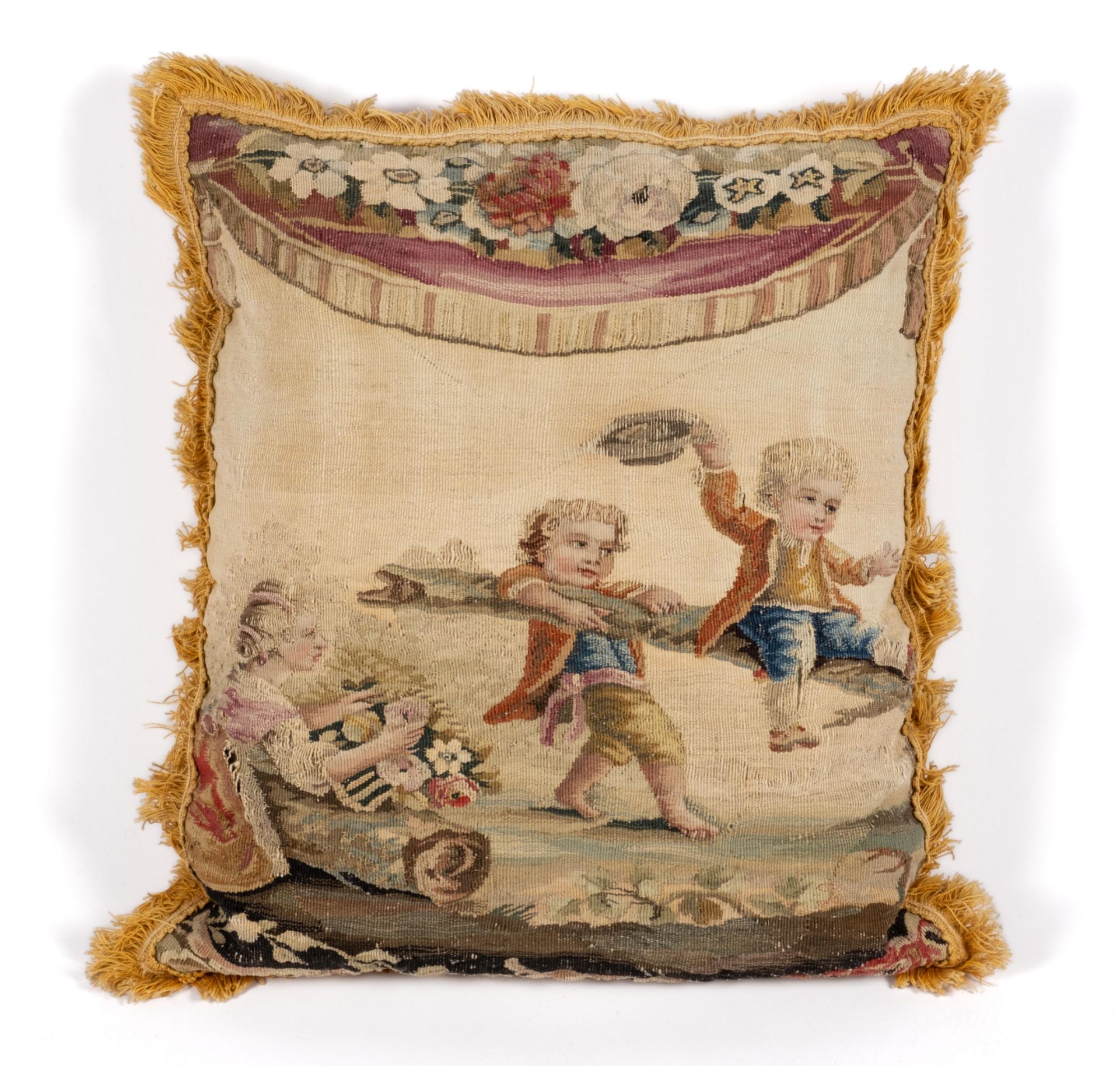 A set of five Louis XVI tapisserie cushions, probably after cartons by Jean-Baptiste Huet (1745-1811 - Image 6 of 6