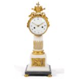 A Louis XVI ormolu and marble columnar mantel clock 'pendule borne'