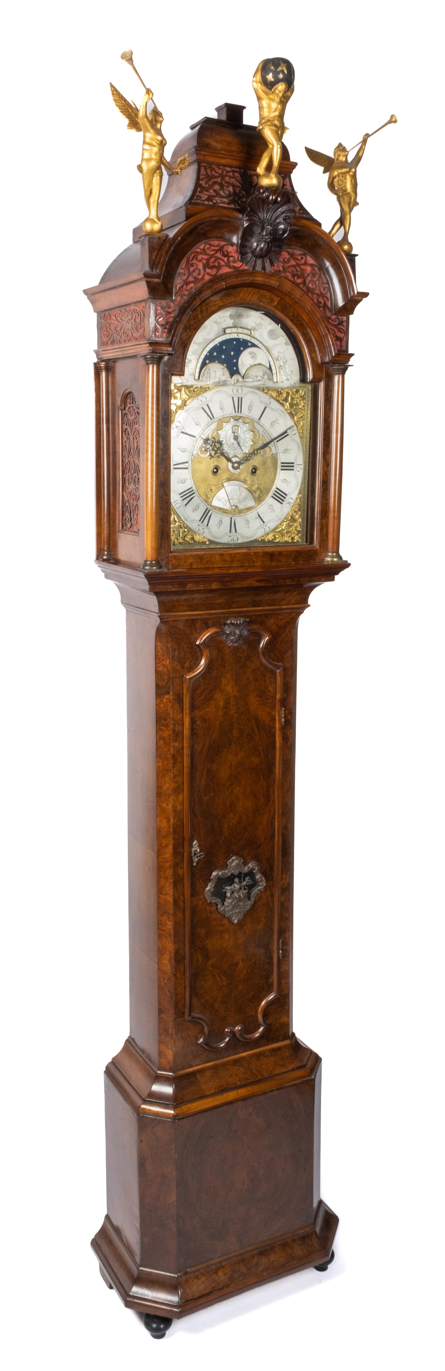 A Dutch burr-walnut longcase clock - Image 2 of 4