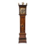 A Dutch burr-walnut and ebonised longcase clock