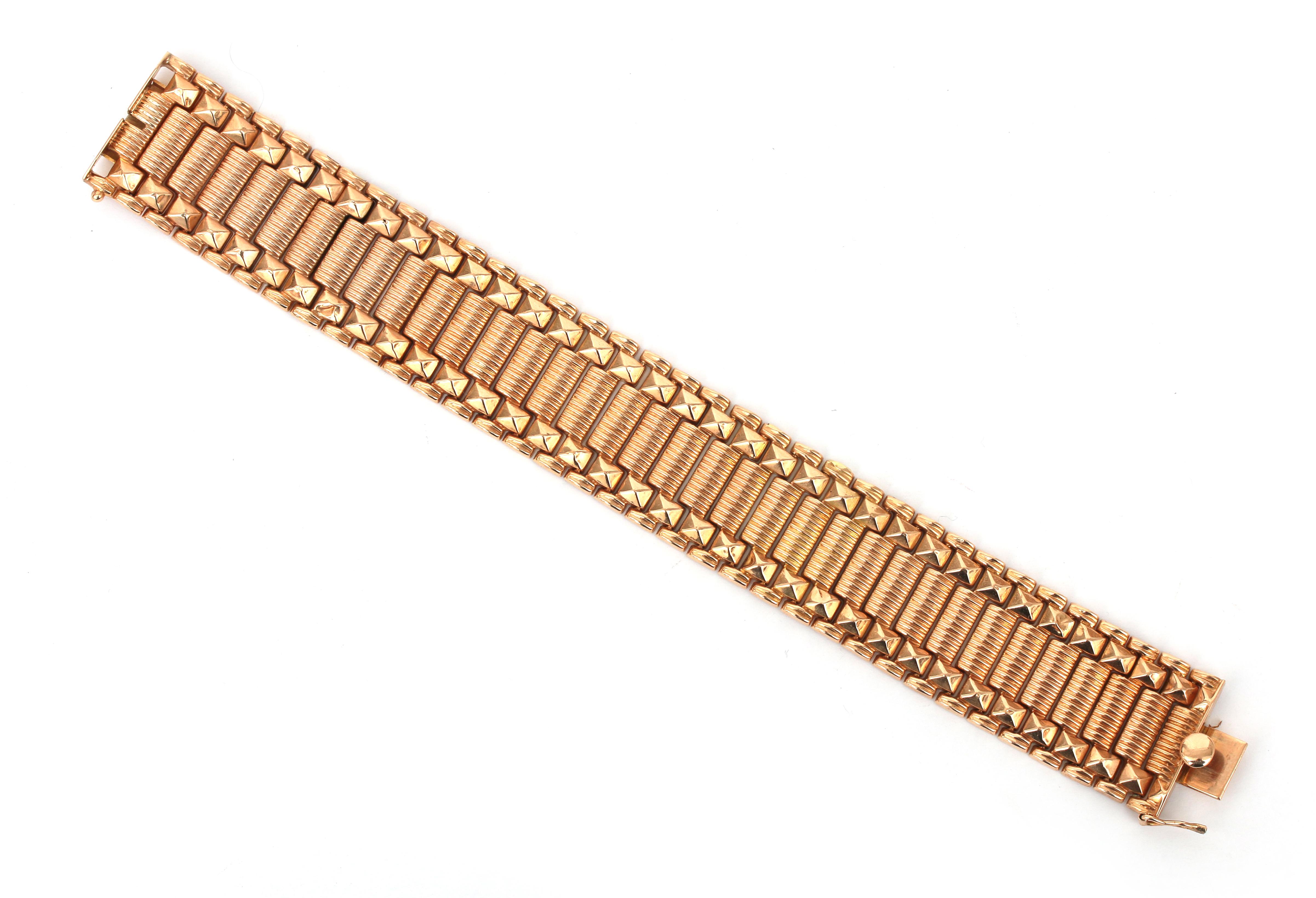 An 14 karat rose gold tank bracelet, ca. 1950-'60 - Image 2 of 2