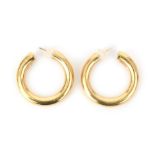 A pair of 18 karat gold ear hoops