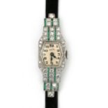 A platinum Art Deco Recta ladies wristwatch