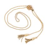 A 14 karat gold rope necklace with tassels