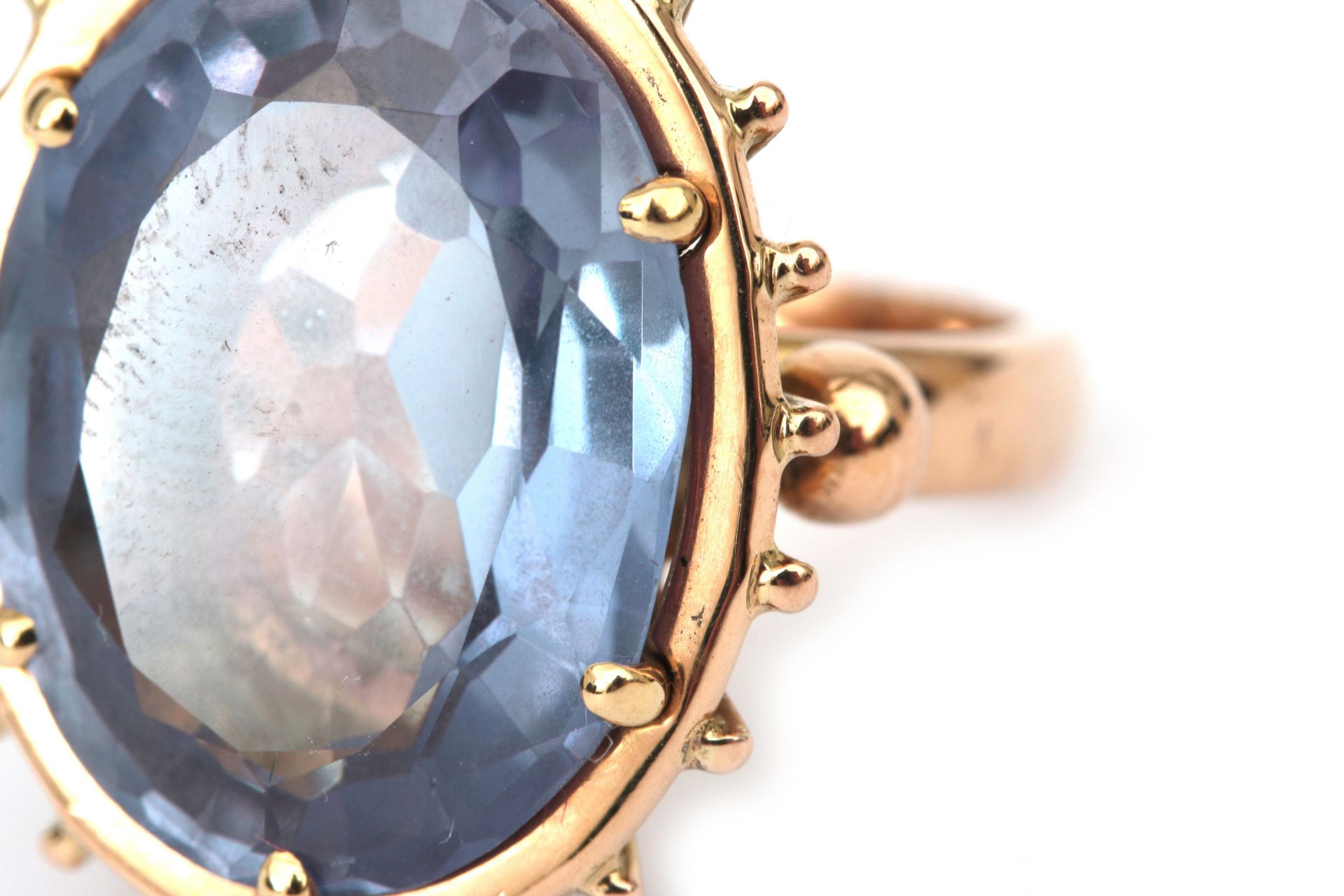 A 18 karat gold sapphire ring, ca. 1950 - Bild 4 aus 4