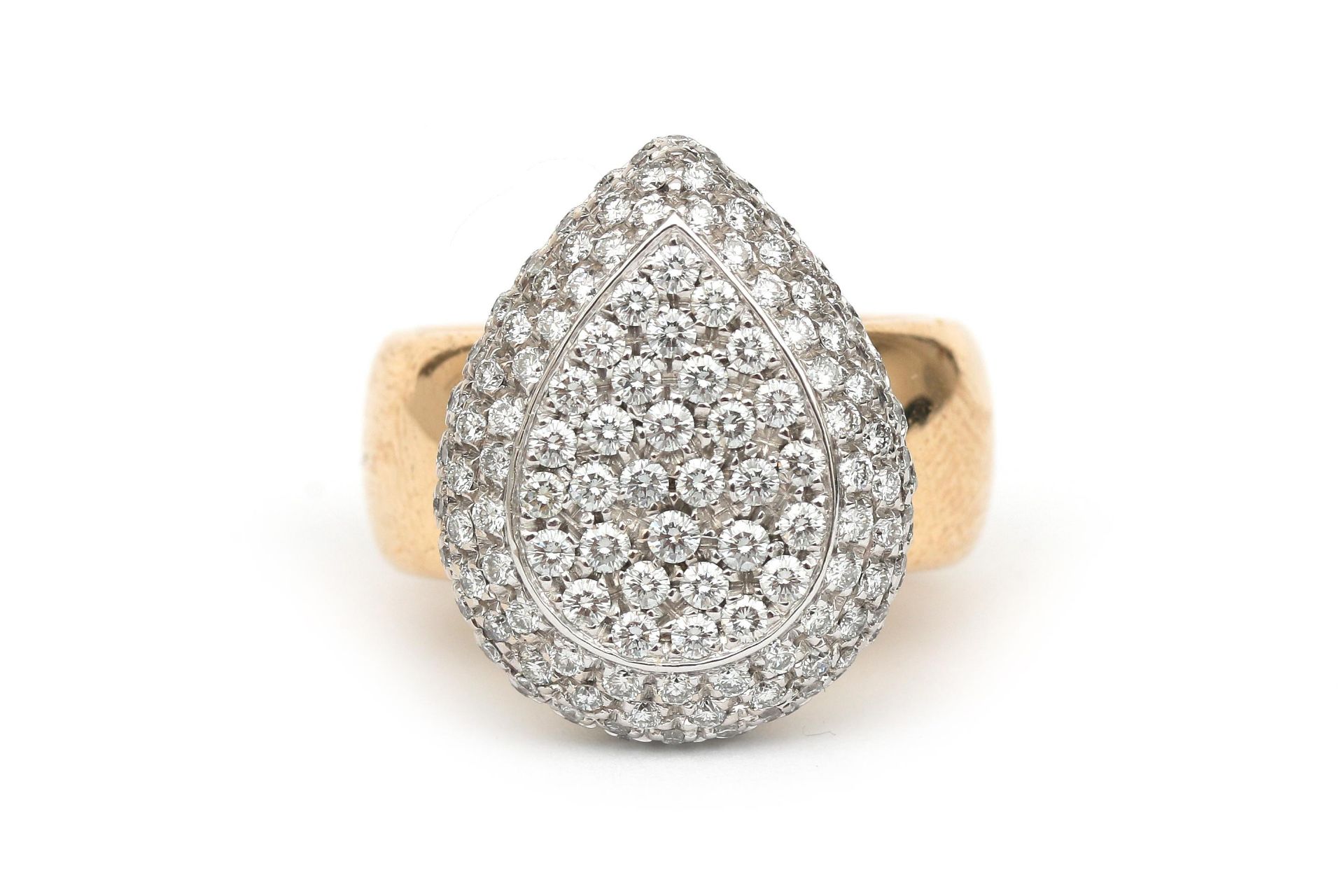 An 18 karat two tone gold pavé set diamond ring , ca. 1.30 ct.