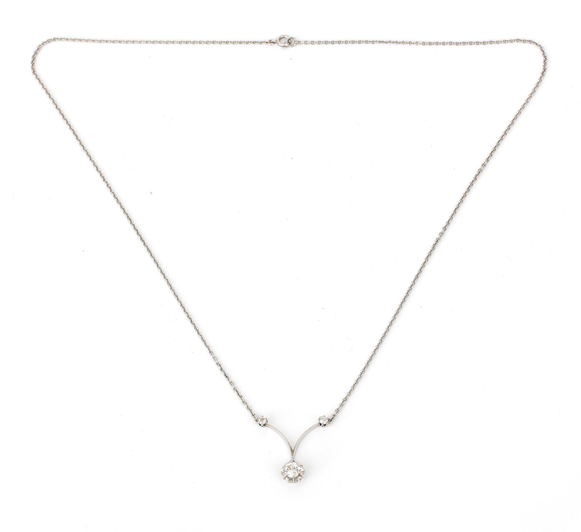 A 14 karat white gold diamond necklace, ca. 1960 - Image 2 of 2