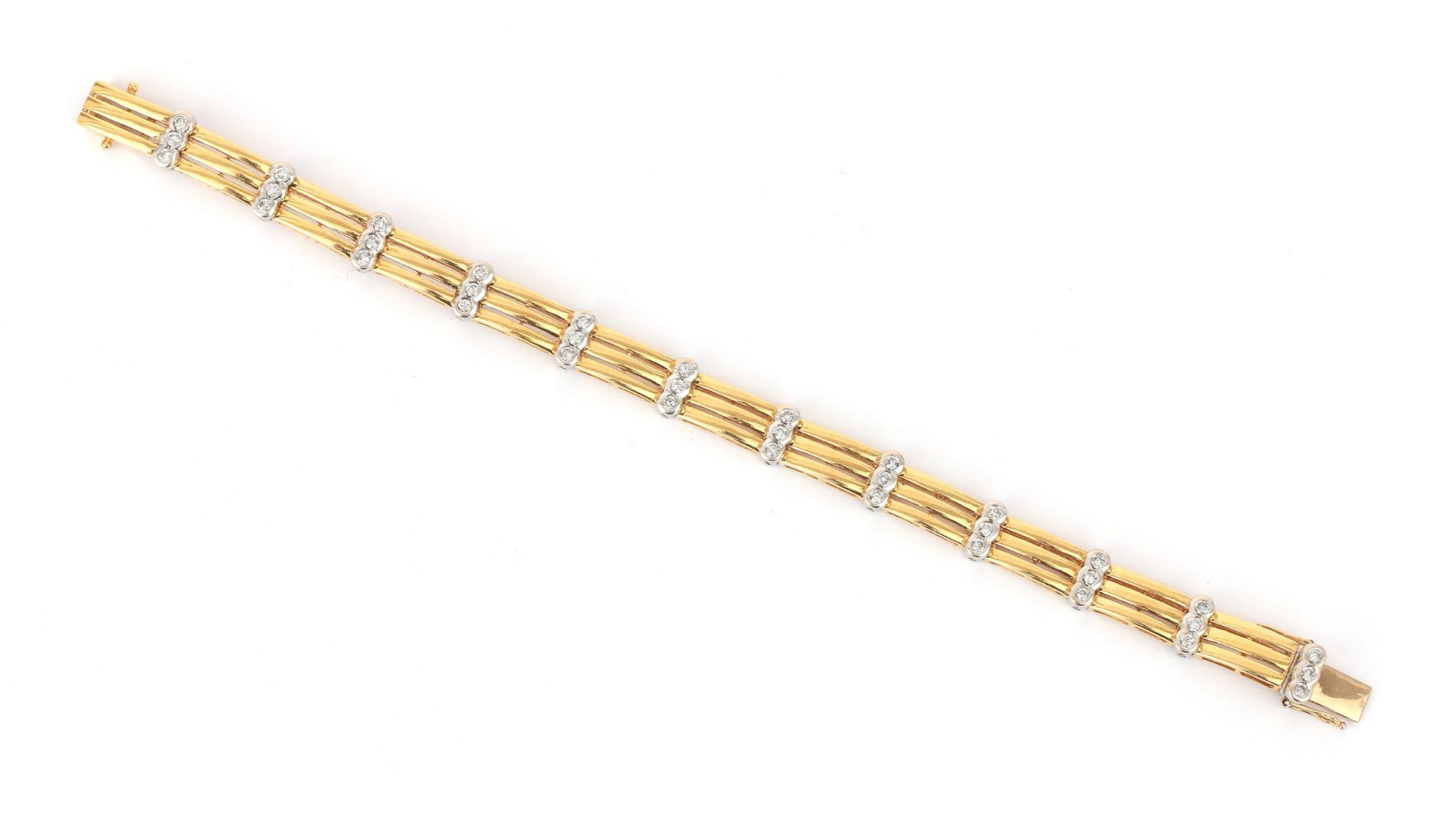 An 18 karat gold two tone diamond link bracelet - Image 2 of 3