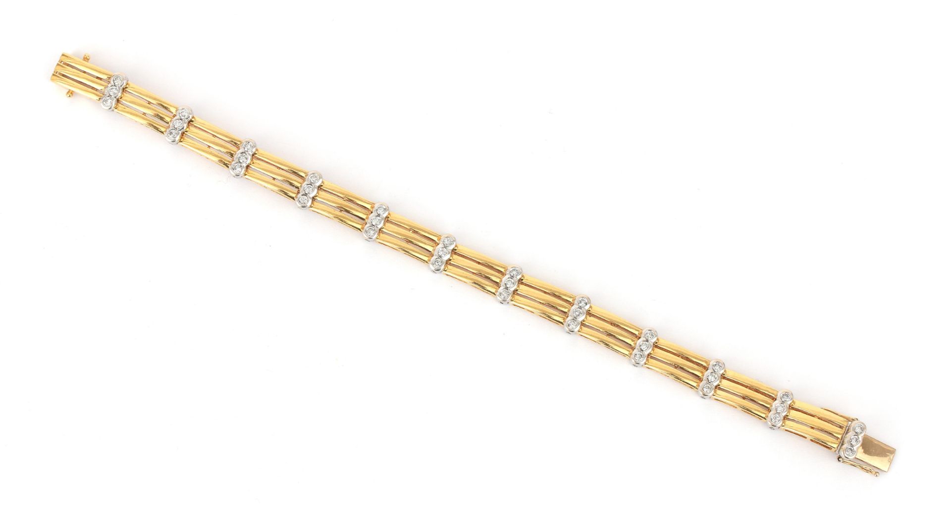 An 18 karat gold two tone diamond link bracelet - Bild 2 aus 3