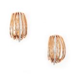A pair of 18 karat rose gold diamond earrings