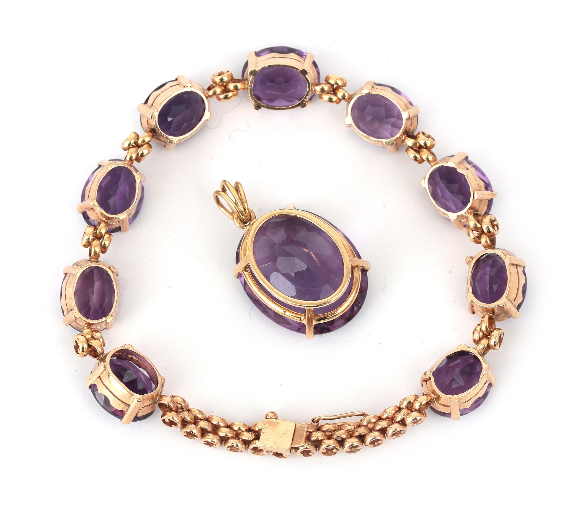 A 18 karat rose gold amethyst bracelet and pendant - Bild 3 aus 3