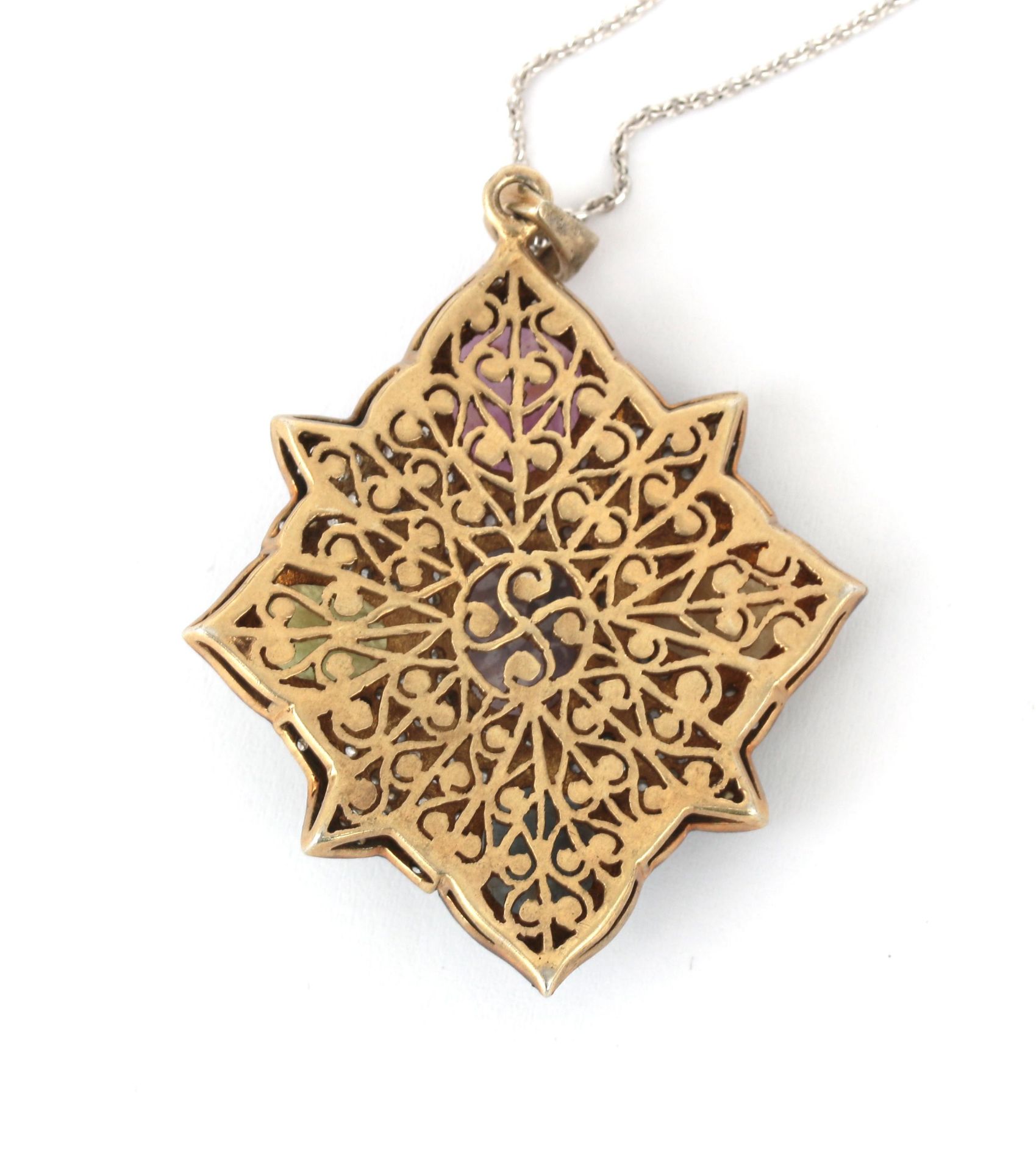 A gilded 835 silver star pendant with sapphire and diamond - Bild 4 aus 4