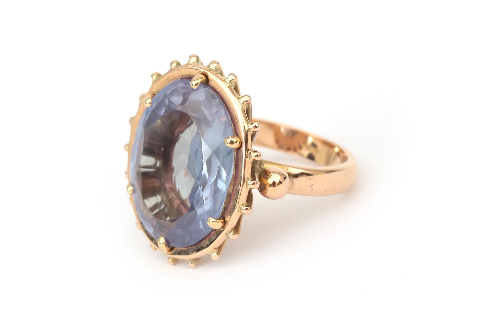 A 18 karat gold sapphire ring, ca. 1950 - Bild 2 aus 4