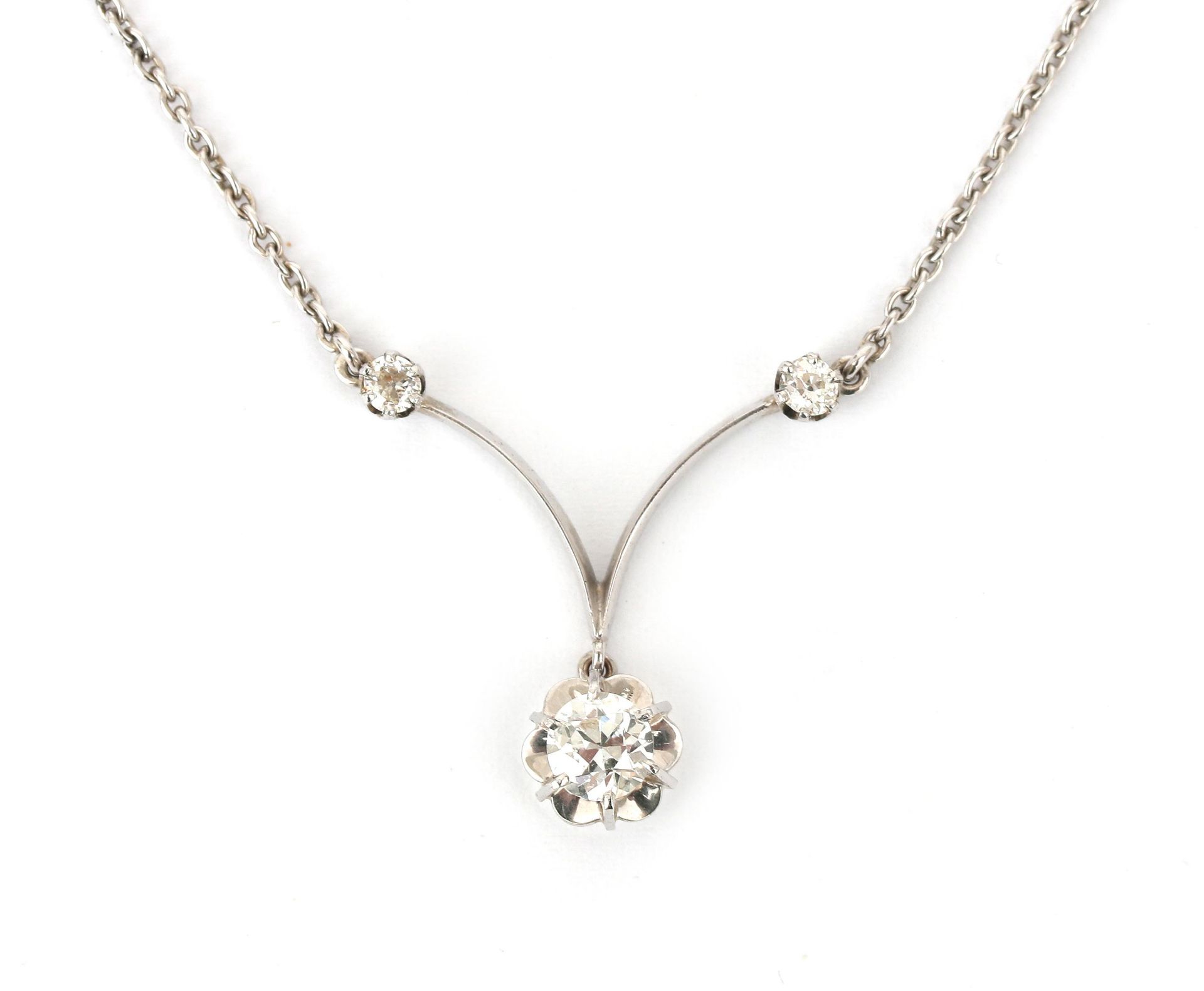 A 14 karat white gold diamond necklace, ca. 1960