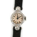 A 850 platinum Art Deco mechanical ladies wristwatch from the Lyceum brand