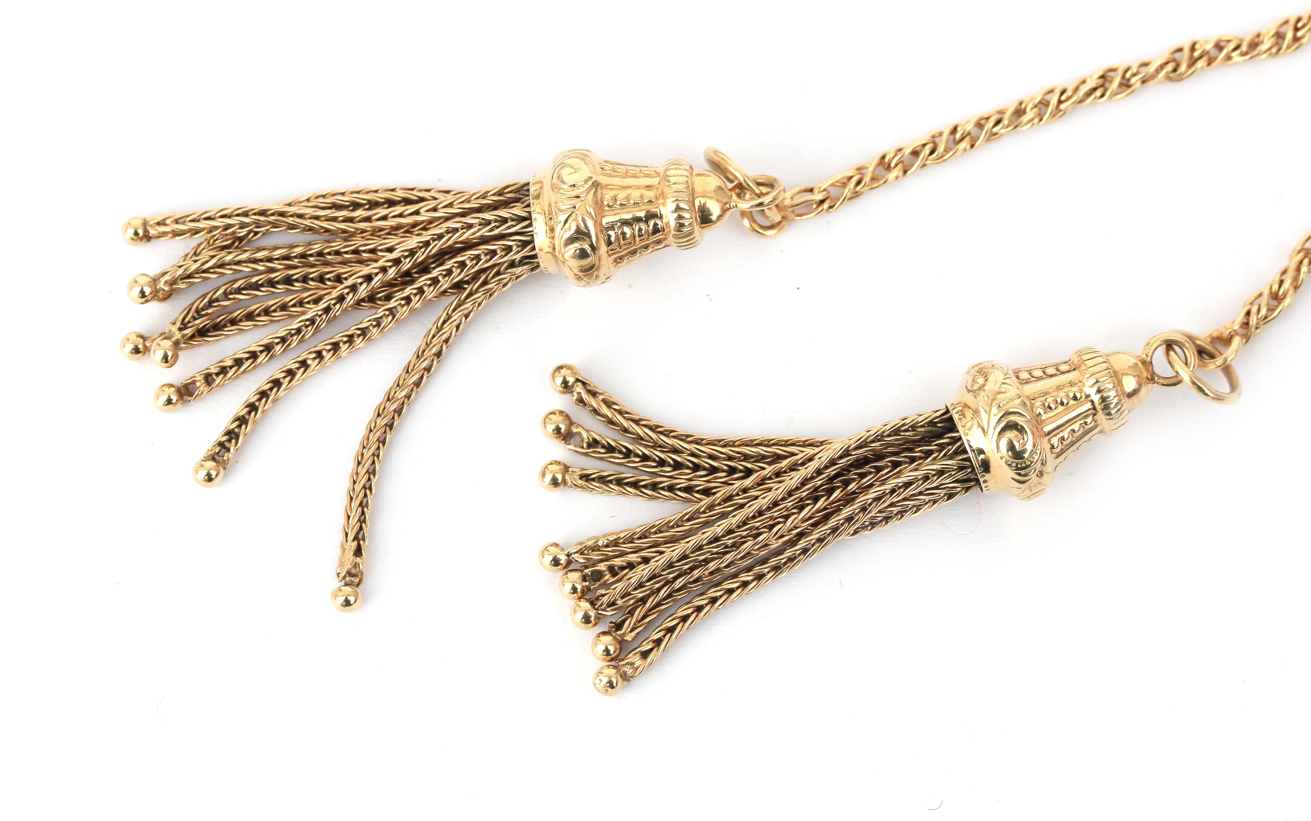A 14 karat gold rope necklace with tassels - Image 4 of 4