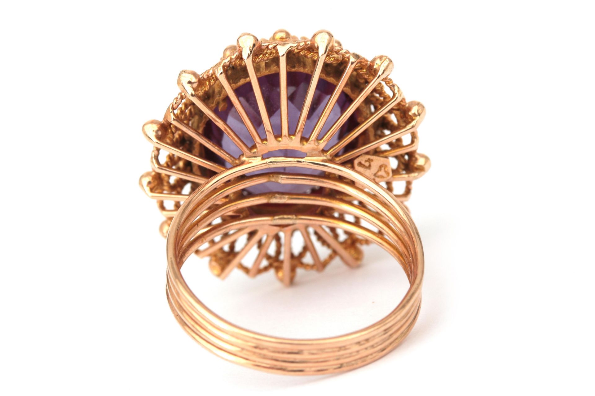 A 14 krt. rose gold cocktail ring, ca. 1950 - Bild 3 aus 4