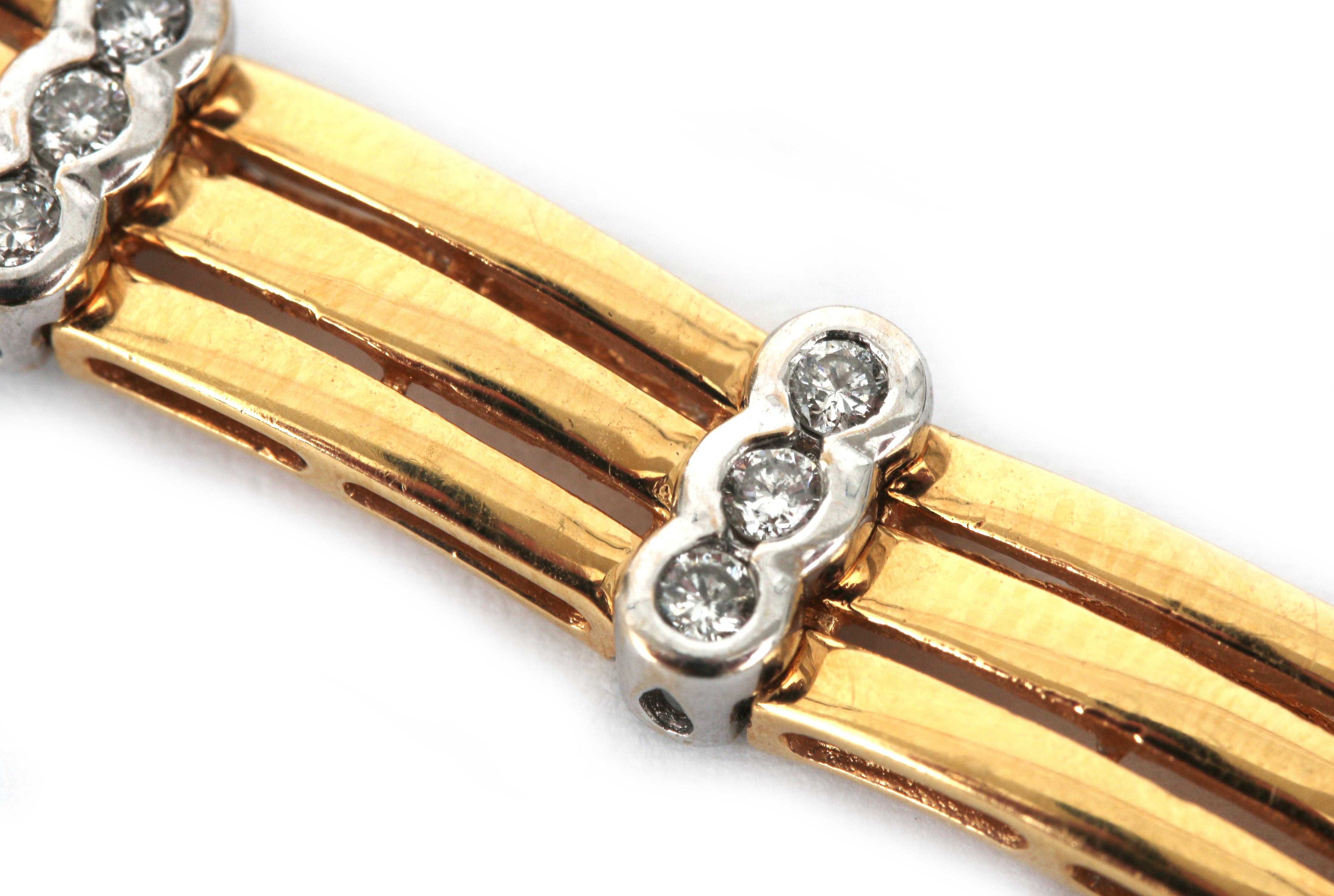 An 18 karat gold two tone diamond link bracelet - Image 3 of 3