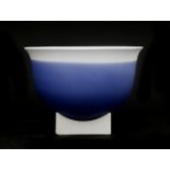 Studio Piet Stockmans A blue and white glazed porcelain bowl on separate matching square section