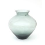 Wilhelm Wagenfeld (1900-1990) A large model tourmaline-coloured glass vase, model Herz, produced