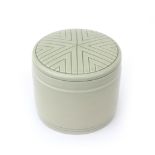 Leen Quist (1942-2014) A cylindrical porcelain box and cover decorated with linear pattern to the