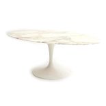 Eero Saarinen (1910-1961) A Tulip coffee table, white lacquered base with oval marble top (loss of