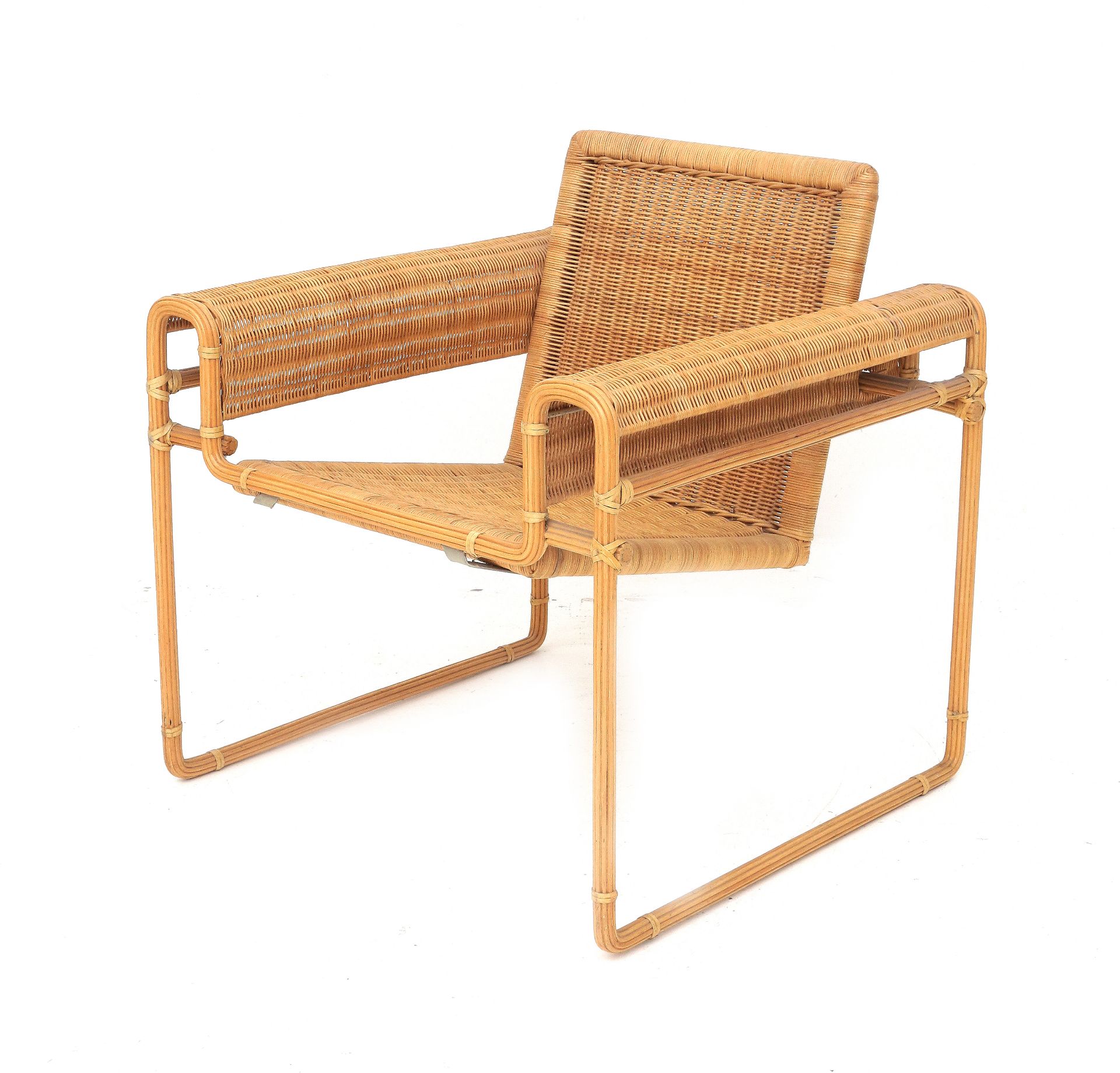 Marcel Breuer (1902-1981) (in the style of) A cane wickered armchair inspired by the Wassily