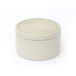 Leen Quist (1942-2014) A cylindrical porcelain box and cover decorated with circular lines on top of