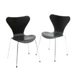Arne Jacobsen (1902-1971) Two black lacquered bentwood Butterfly chairs on chromium plated metal
