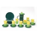 Bjørn Wiinblad (1918-2006) A ceramic coffee service glazed in yellow and green, produced by