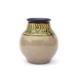 Potterie Kennemerland, Velsen A ceramic vase, the top decorated with linear pattern in blue and