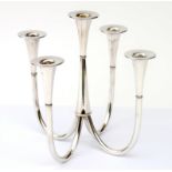 Wilhelm Wagenfeld (1900-1990) A silvered metal five-light candelabra, produced by WMF. Geislingen,