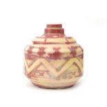 Mobach, Utrecht A stepped cylindrical ceramic vase decorated with red lustre glazed lines, on