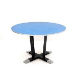 Christoffel Hoffmann (1893-1985) A circular dining table with black lacquered metal and nickle-