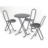 Gastone Rinaldi (1920-2006) Three 'Dafne' folding chairs and a folding table, black lacquered