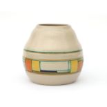 Potterie Kennemerland, Velsen A ceramic vase decorated with squares in colours on cream ground,