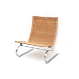 Poul Kjaerholm (1929-1980) A metal PK 20 easy chair with cane wickered seat, produced by E. Kold