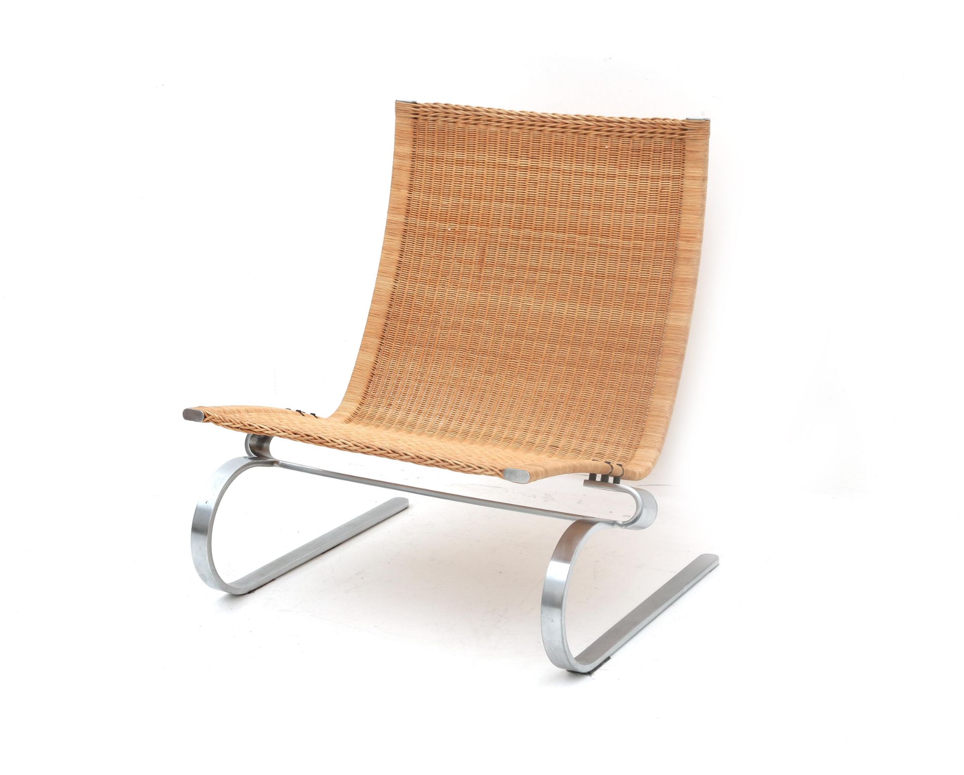 Poul Kjaerholm (1929-1980) A metal PK 20 easy chair with cane wickered seat, produced by E. Kold