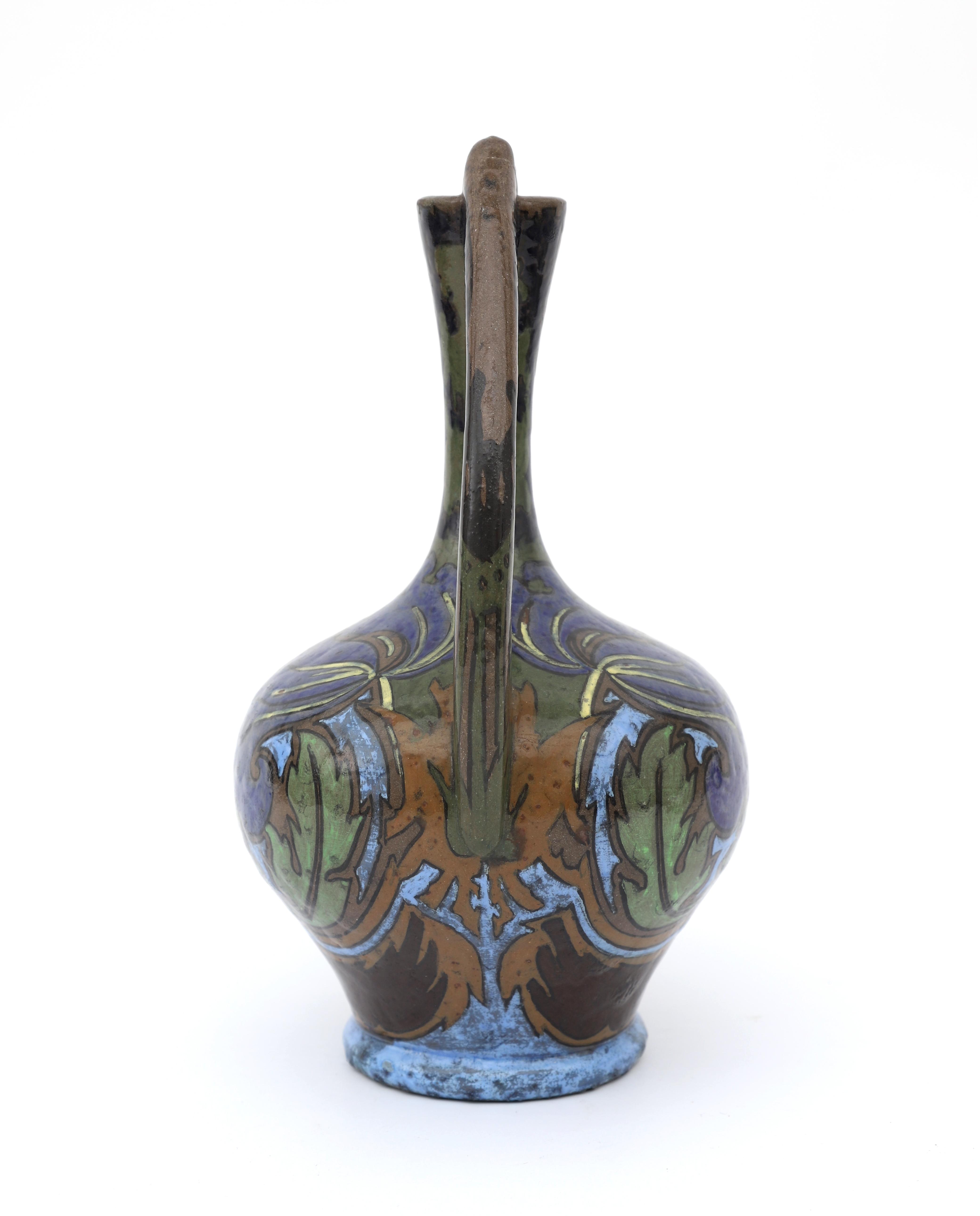 De Distel, Amsterdam A ceramic two-handled vase decorated on both sides with stylised floral - Image 4 of 5