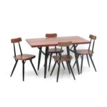 Ilmari Tapiovaara (1914-1999) A pine Pirkka dining table with four chairs, the legs ebonised,