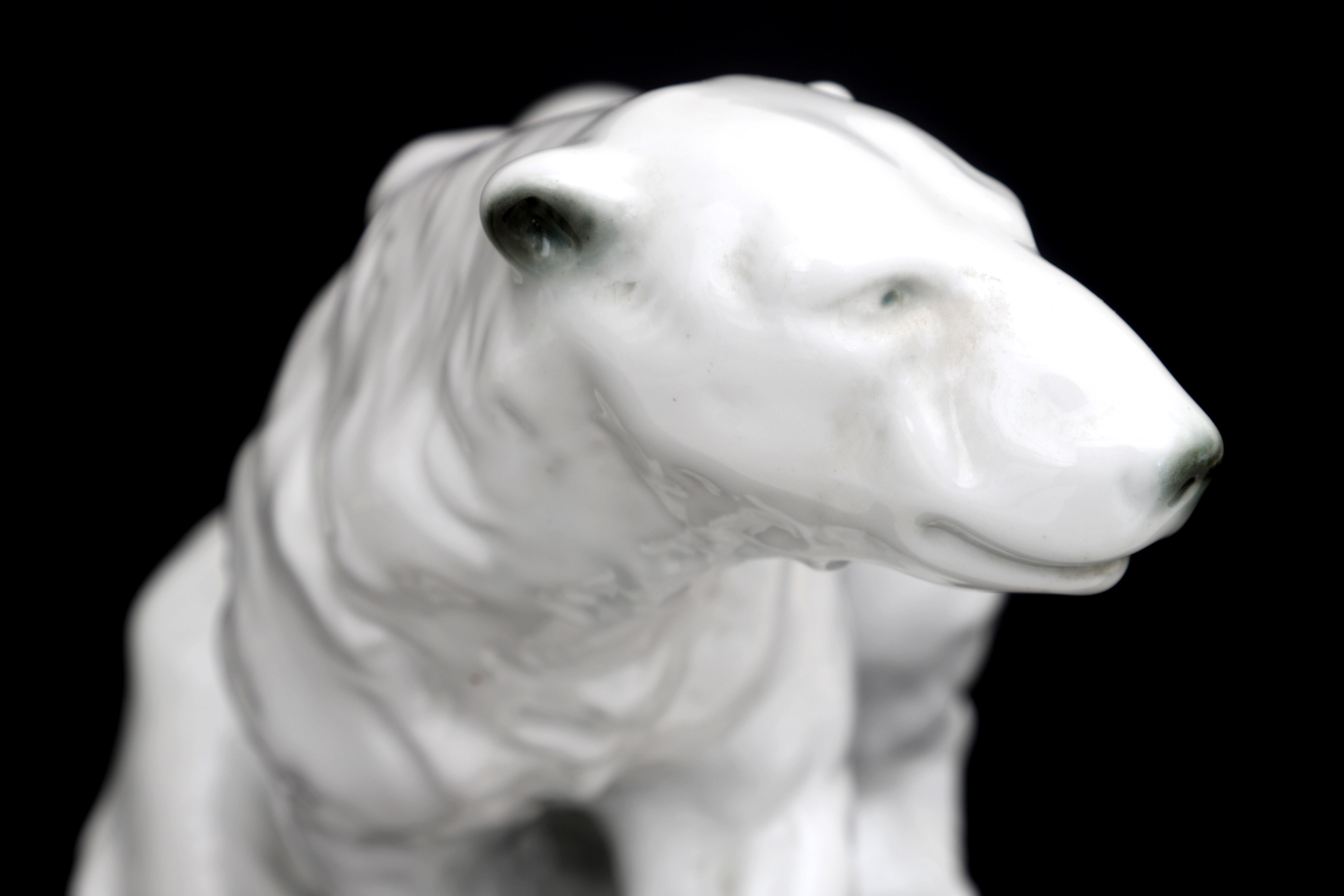 Royal Dux, Bohemia A porcelain sculpture of a polar bear, marked underneath with pink trangular - Image 3 of 6