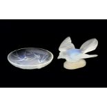 Sabino, France An opalescent moulded glass vide poche decorated with swallows, signed inner