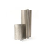 Morbelli, Italy Two triangular shaped stainless steel / INOX vases, 1970s, the lowest stamped