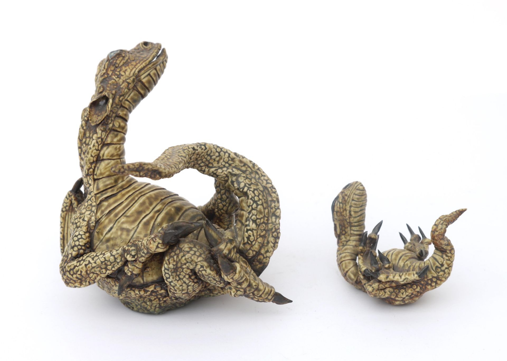 Clive Soord A big and a small dragon, ceramic, 1983. Purchased at Galerie Het Kapelhuis, Amersfoort,