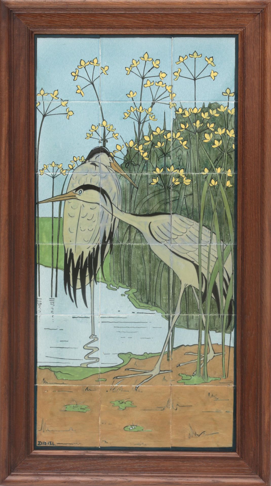 De Distel, Amsterdam A tile picture decorated with two herons alongside the river bank, consisting - Bild 4 aus 5