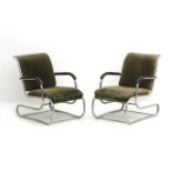 Paul Schuitema (1897-1973) A pair of chromium plated tubular steel easy chairs with black