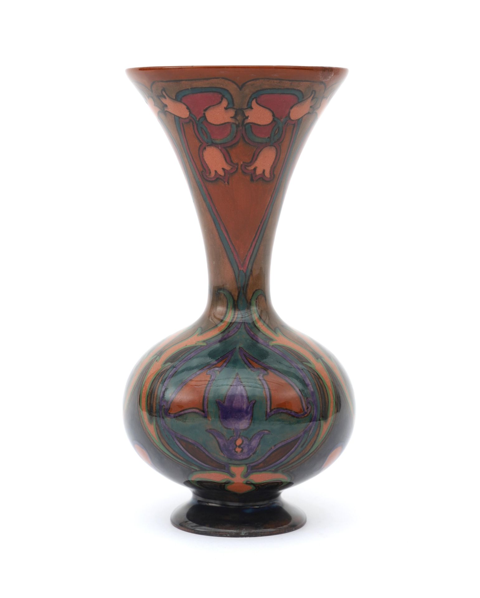 N.V. Haagsche Plateelfabriek Rozenburg, Den Haag (1883-1917) A ceramic vase with wide top rim, - Bild 4 aus 5