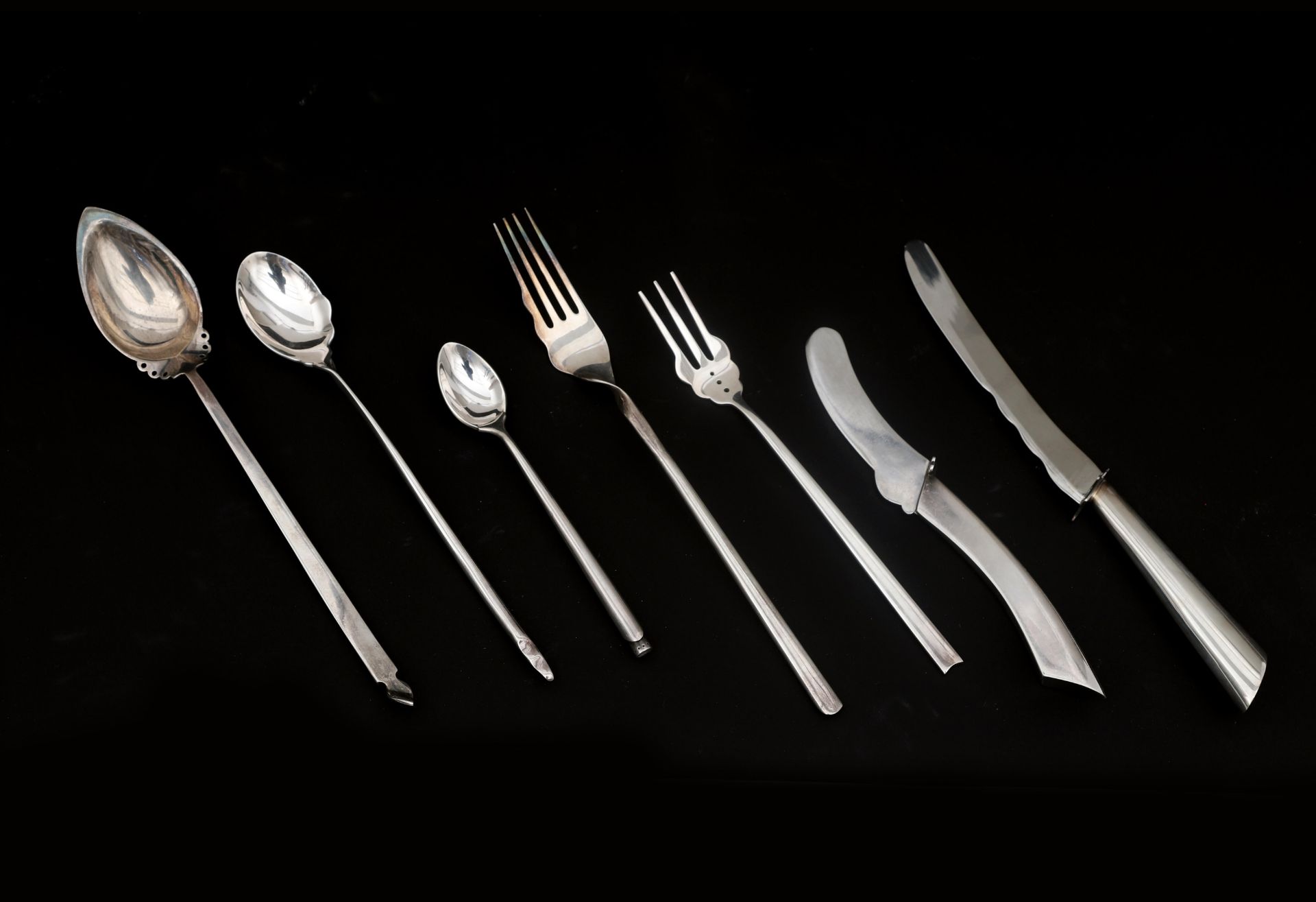 Borek Sipek (1949-2016) Seven silverplated metal pieces of cutlery, model 'Alix', from the 'Follies'